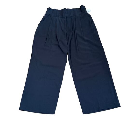 NWT Forever 21 Plus size 1X Black paper bag Pants high wast wide leg - Picture 1 of 6